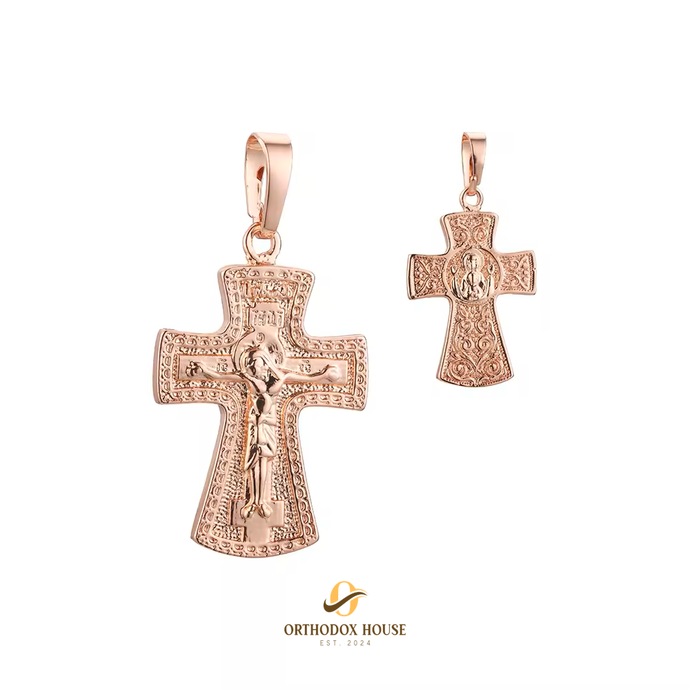 Exquisite Rose Gold Plated Maltese Cross Pendant for Orthodox Christians Exquisite Rose Gold Plated Maltese Cross Pendant for Orthodox Christians